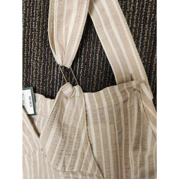 NWT Wild Fable tan striped bibs. Features wide legs and 3 button sides - Picture 11 of 12